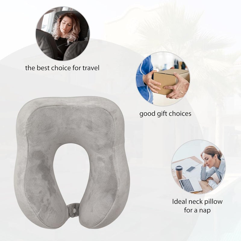 VITANECKART Hump Travel Pillow, High-end Memory Foam Neck Pillow, Double Support for Neck, Head and Chin, 360° Ergonomic Design Full Neck wrap Pillow, Suitable for Office, Airplane and car (Grey) - Image 4